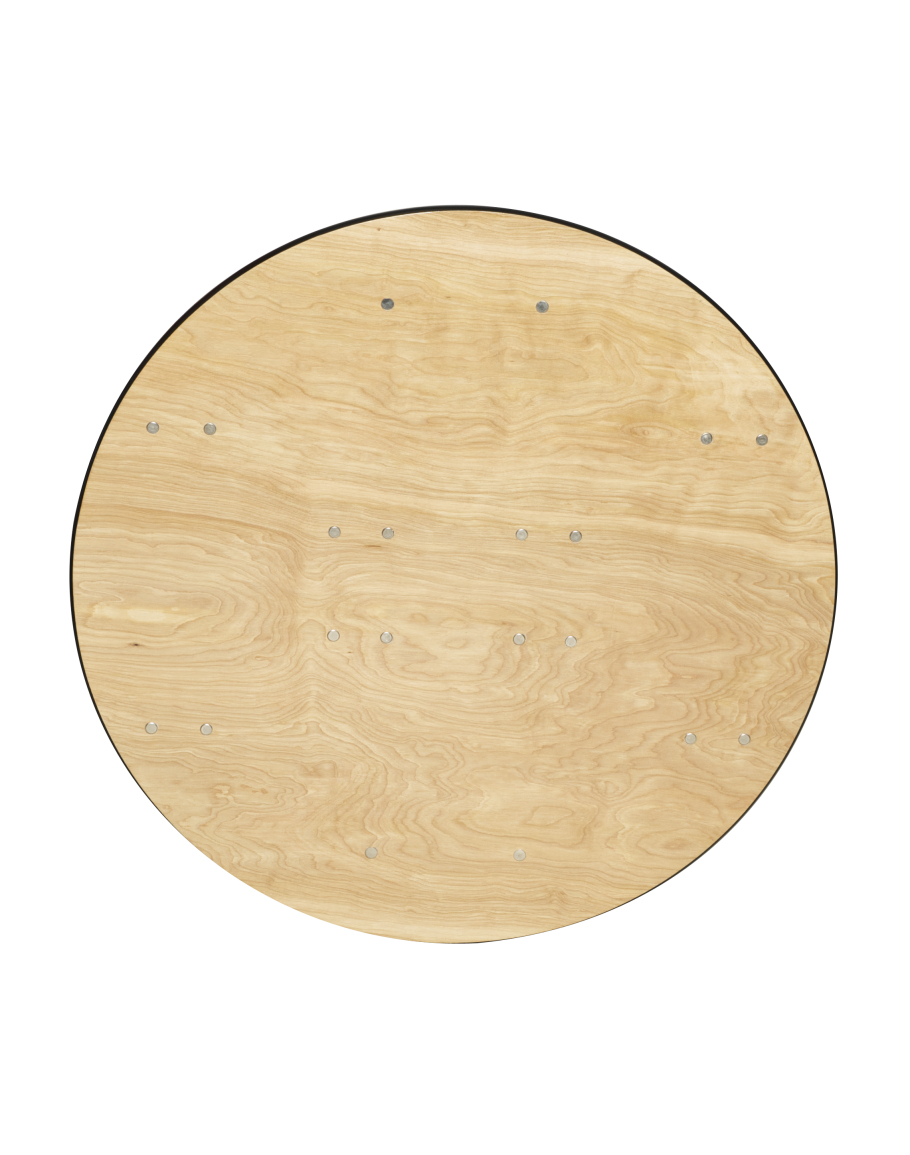 36 Inch Round Wood Folding Table, Vinyl Edging
